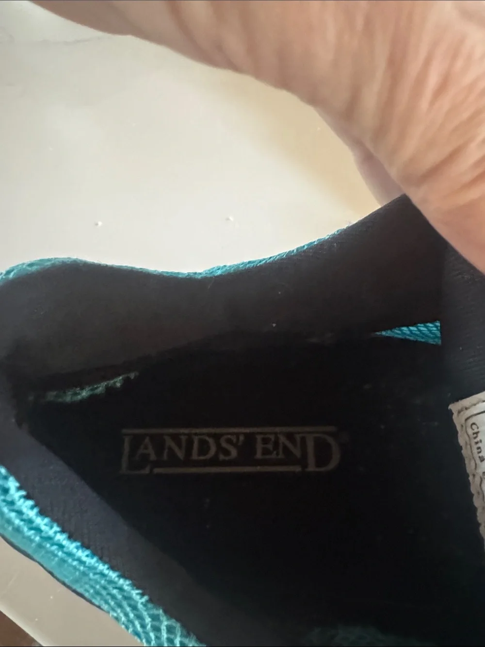 Lands' End Kids Teal and Black Water Shoes with Yellow Trim